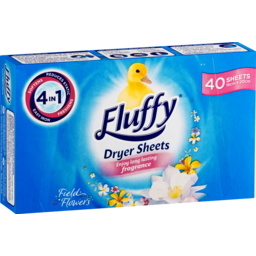 Photo of Fluffy Dryer Sheets Fabric Softener Conditioner Field Flowers 40pk 4 In 1 Softens Easy Iron Reduce Static Cling Freshens 