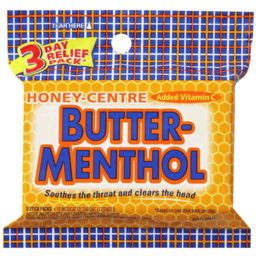 Photo of Butter Menthol Honey Centre Sore Throat Lozenges + Vitamin C 3x10 Pack 120g