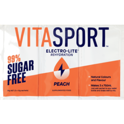 Photo of Vitasport 99% Sugar Free Electrolyte Drink Base Peach 36g