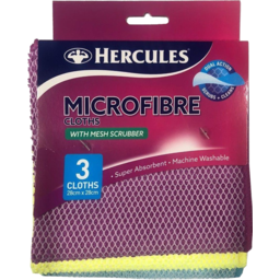 Photo of Hercules Microfibre Cloths With Mesh Scrubber 3 Pack