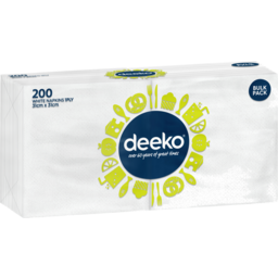 Photo of Deeko 1 Ply White Lunch Napkins 200pk