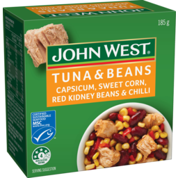 Photo of John West Tuna & Beans Capsicum Sweet Corn Red Kidney Beans & Chilli 185g