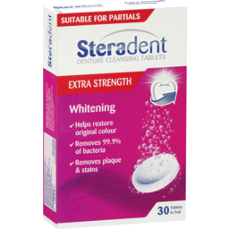 Photo of Steradent Denture Cleaning Tablets Extra Strength Intensive Whitening 30 Pack 