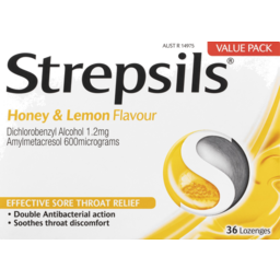 Photo of Strepsils Soothing Double Antibacterial Action Honey & Lemon Lozenges 36 Pack