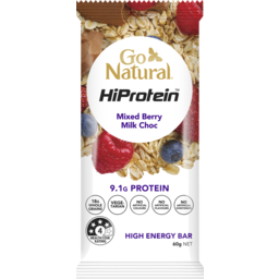 Photo of Go Natural Hiprotein Energy Bar Mixed Berry Milk Choc 60g