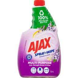 Photo of Ajax Spray N' Wipe Multi-Purpose Cleaner Refill, Value Pack 750ml, Lavender & Citrus, Antibacterial Disinfectant, Household Grade 750ml