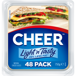 Photo of Cheer Light N Tasty 25% Less Fat Cheese Slices 48 Pack 750g