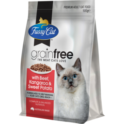 Photo of Fussy Cat Grain Free With Beef, Kangaroo With Sweet Potato Dry Cat Food 500g