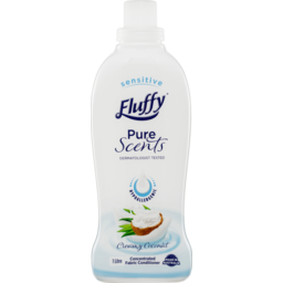 Photo of Fluffy Concentrate Liquid Fabric Softener Conditioner Pure Scents Creamy Coconut 1L