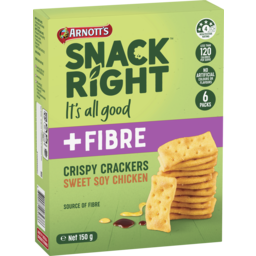 Photo of Arnott's Snack Right + Fibre Crispy Crackers Sweet Soy Chicken 6 Packs 150g 150g