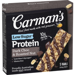 Photo of Carman's Low Sugar Protein Bars Dark Choc & Roasted Nut 5 Pack