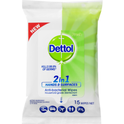 Photo of Dettol 2 In 1 Hands And Surfaces Antibacterial Wipes 15pk
