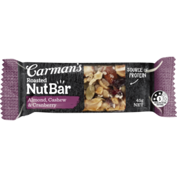 Photo of Carman's Roasted Nut Bar Almond, Cashew & Cranberry