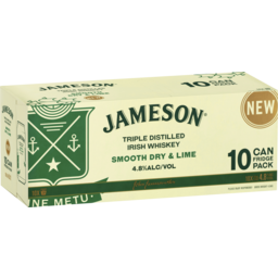 Photo of Jameson Triple Distilled Irish Whiskey Smooth Dry & Lime 10 X 375ml 10.0x375ml