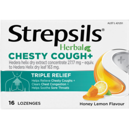 Photo of Strepsils Herbal Chesty Cough + Honey Lemon Flavour Lozenges 16 Pack