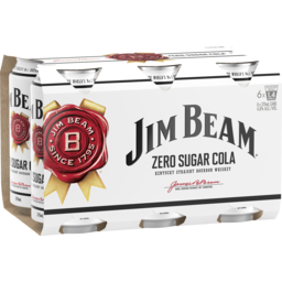 Photo of Jim Beam White Bourbon & Zero Sugar Cola 6x375ml