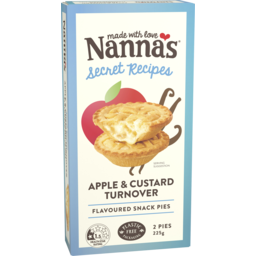 Photo of Nanna's Secret Recipes Apple & Custard Turnover Flavoured Snack Pies 2 Pack 225g