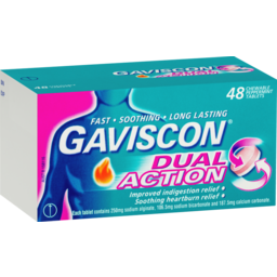 Photo of Gaviscon Dual Action Heartburn & Indigestion Relief Chewable Tablets Peppermint 48pk