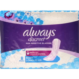 Photo of Always Discreet Long Plus 8 Pads For Bladder Leaks And Adult Incontinence 