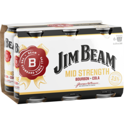 Photo of Jim Beam White & Cola Mid Can 6pk x 375ml