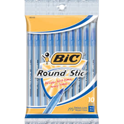 Photo of Bic Round Stick Blue Pen 10pk