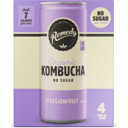 Photo of Remedy Kombucha Passionfruit Can 4x250ml