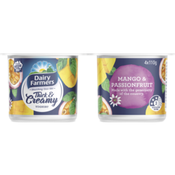 Photo of Dairy Farmers Thick & Creamy Mango & Passionfruit Yoghurt 110gm 4pk