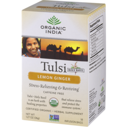 Photo of Organic India Tulsi Holy Basil Herbal Supplement Infusion Bags Lemon Ginger - 18 Ct