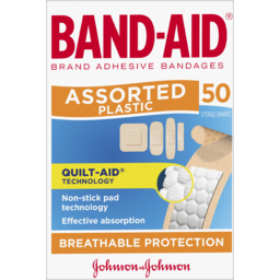 Photo of Johnson & Johnson Bandaid Assorted Plastic Breathable Shapes 50 Pack