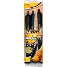 Photo of Bic Soft Feel Retractable Black Pen 3pk