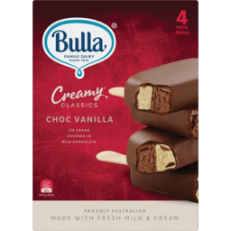 Photo of Bulla Ice Cream Creamy Classics Chocolate Vanilla Sticks
