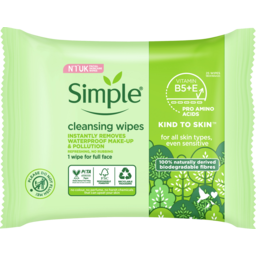 Photo of Simple Cleansing Biodegradable Face Wipes 25 Pack