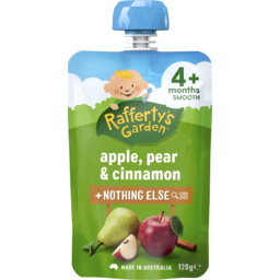 Photo of Raffertys Garden Apple Pear & Cinnamon + Nothing Else 4+ Months Smooth Baby Food 120g