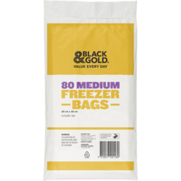 Photo of Black & Gold Medium Freezer Bags 80 Pack