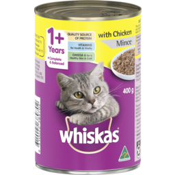 Photo of Whiskas 1+ Years Adult Wet Cat Food With Chicken Mince 400g Can 400g