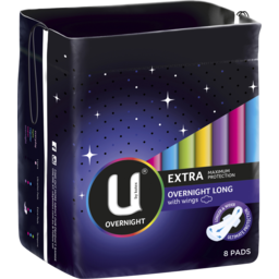 Photo of U By Kotex Overnight Extra Pads Long 8 Pack 