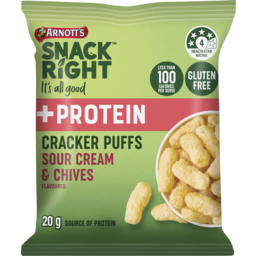 Photo of Arnott's Snack Right +Protein Cracker Puffs Sour Cream & Chives 20g