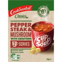 Photo of Continental Cup A Soup Pepper Steak & Mushroom With Croutons 2pk 52gm
