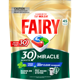 Photo of Fairy 30 Minute Miracle Deep Clean Dishwasher Capsules 45 Pack