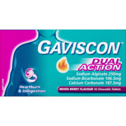Photo of Gaviscon Dual Action Mixed Berry Heartburn & Indigestion Relief Chewable Tablets 16 Pack