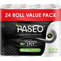 Photo of Paseo Toilet Paper Pure Luxury 3 Ply White 24 Rolls Value Pack