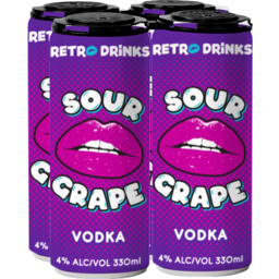 Photo of Retro Drinks Sour Grape Vodka 4x330ml