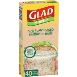 Photo of Glad To Be Green Snap Lock Sandwich Bags 50% Plant Based 40 Pack