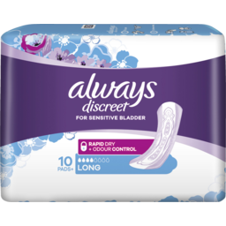 Photo of Always Discreet For Sensitive Bladder Long Incontinence Pads 10 Pack