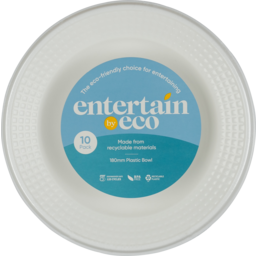 Photo of Entertain By Eco Dishwasher Safe White Plastic Bowl 180mm 10 Pack