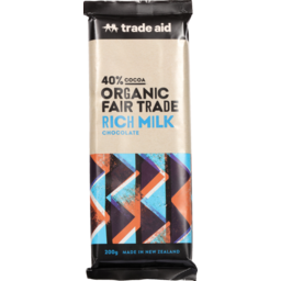 Photo of Trade Aid Chocolate Organic 40% Rich Milk 200g