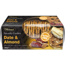 Photo of Ob Finest Specialty Crackers Gluten Free Date & Almond 130g