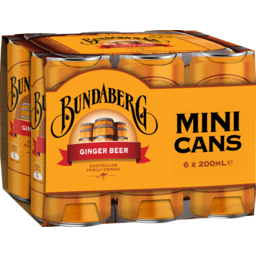 Photo of Bundaberg Ginger Beer Brewed Soft Drink Mini Cans 200ml