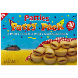 Photo of Patties Party Pack Sausage Rolls & Party Pies 1.25kg 30pk