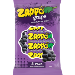Photo of Zappo Grape Sour Flavour Chews 4 Pack 104g